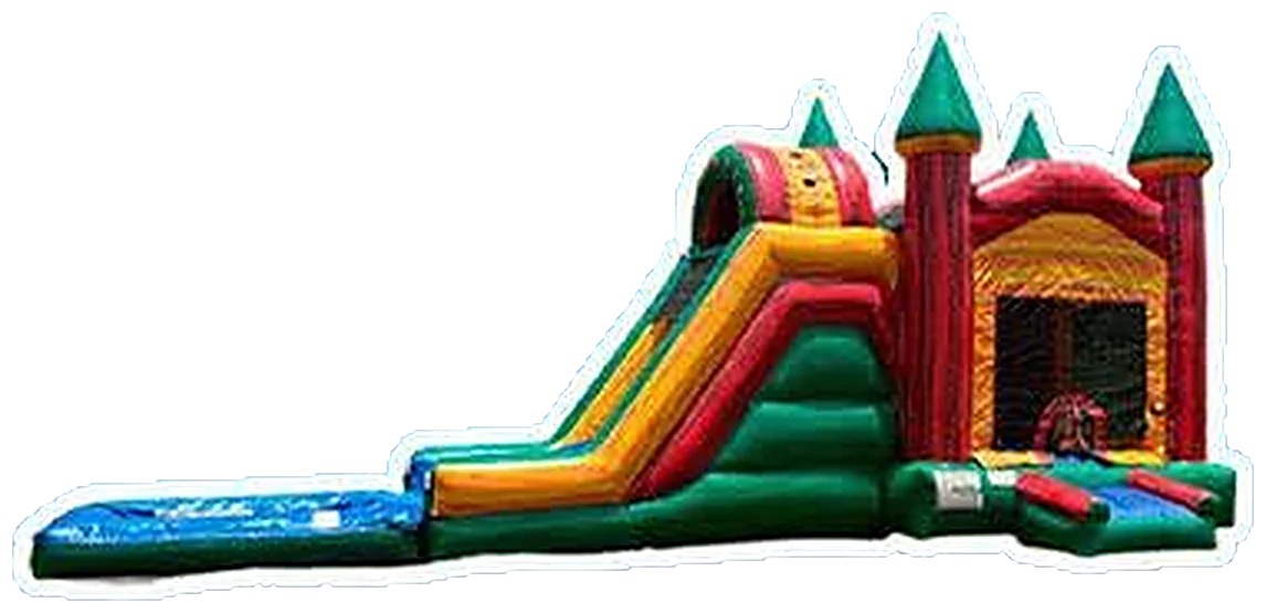 Castillo inflable con chorrera lateral y piscina